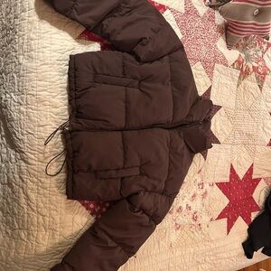 H&M Cropped Puffy Deep Mauve Brown Jacket
